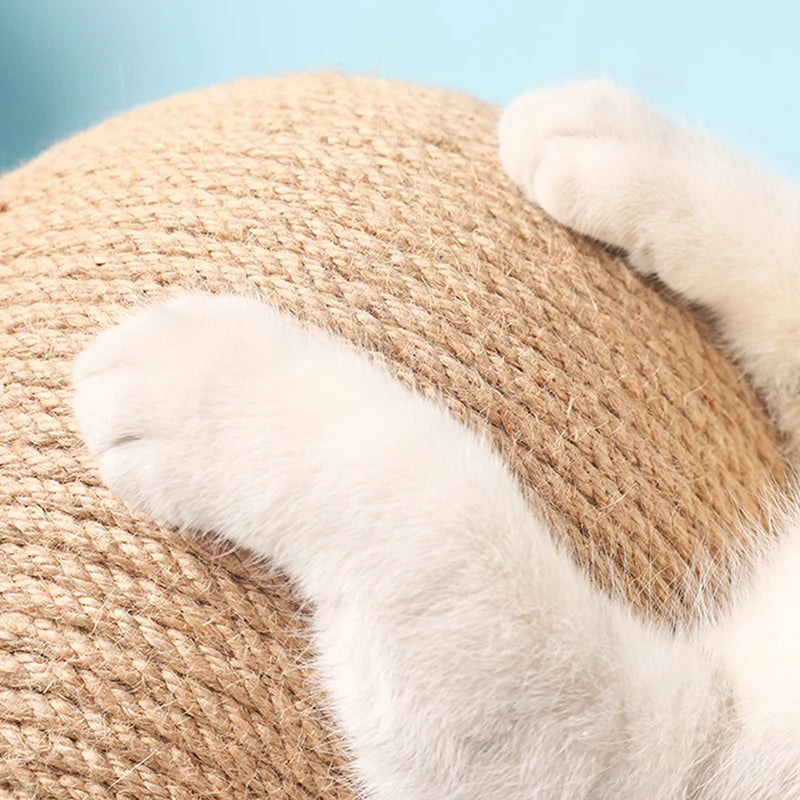 Wooden Cat Scratching Ball – Sisal Rope Ball for Indoor Cats with Anti-Tip Base