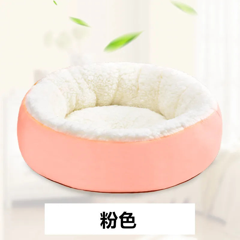 Round Plush Cat Bed – Cozy Cashmere-Style Nest for Cats & Small Pets