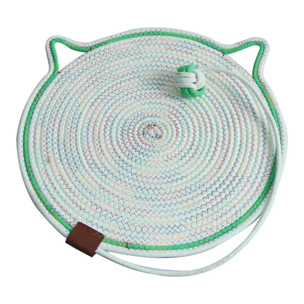 Cat-Ear Shaped Woven Cotton Cat Bed – Cozy Nest with Cute Design, Breathable & Easy to Clean