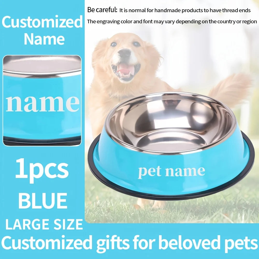 Custom Engraved Stainless Steel Pet Bowl – Non-Slip & Anti-Tip