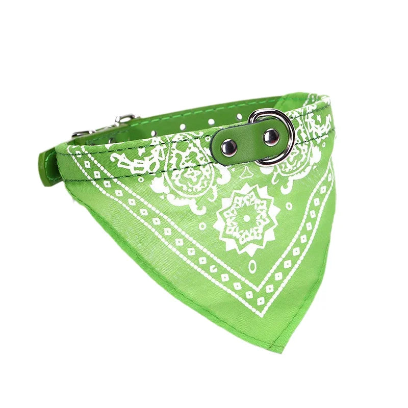 Dog & Cat Collar with Bandana – Stylish PU Leather Pet Collar