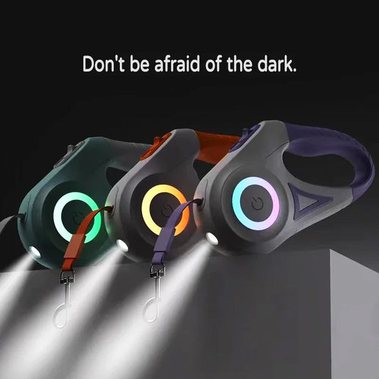 Dog leash with built-in LED light