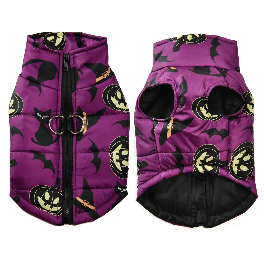 Halloween Dog Jacket – Warm Pumpkin Print Costume