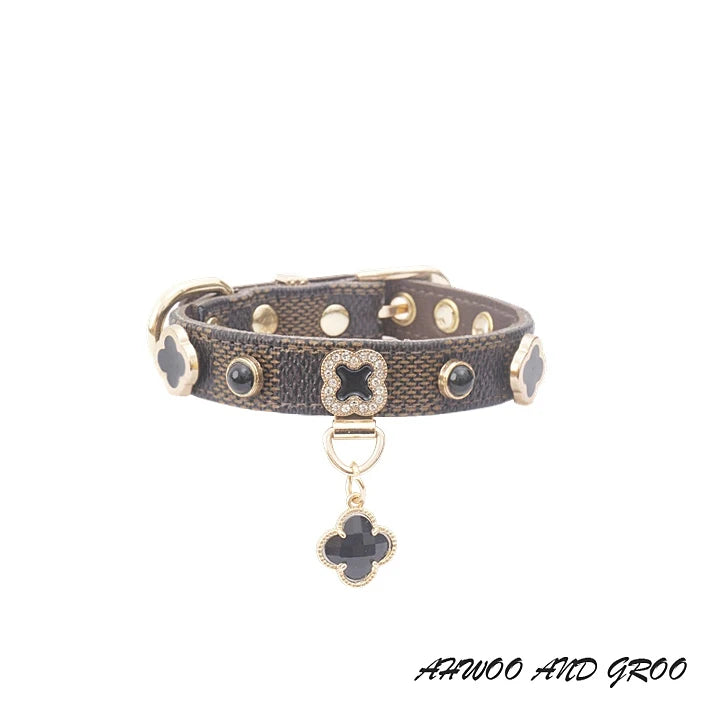 Luxury Pet Collar – Adjustable PU Leather with Lucky Charm