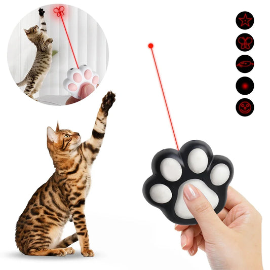 Rechargeable Cat Laser Toy with Multiple Patterns – Interactive LED Light Paw Shape for Training & Play