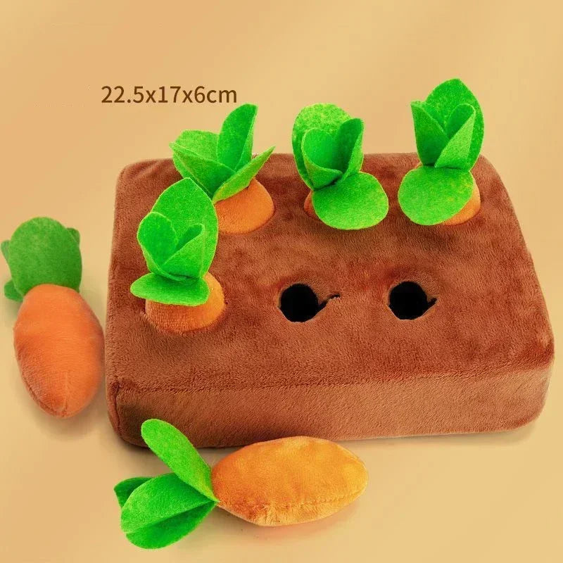 Interactive Dog Toy Carrot Puzzle – Plush Nosework Game
