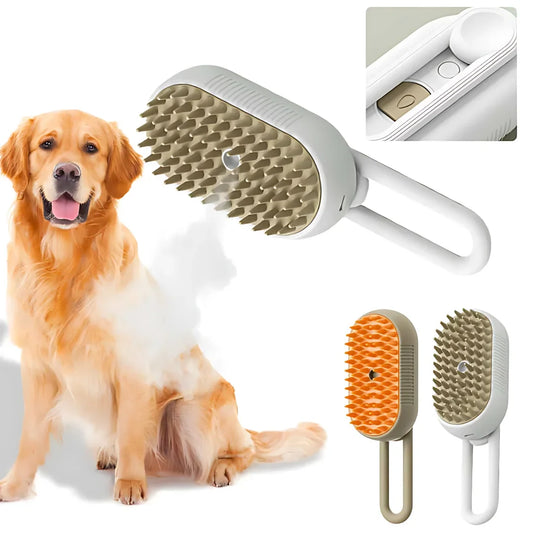 Rechargeable Pet Grooming Brush 3-in-1 – Electric Spray & Massage Comb for Dogs and Cats, Removes Loose Hair & Tangles