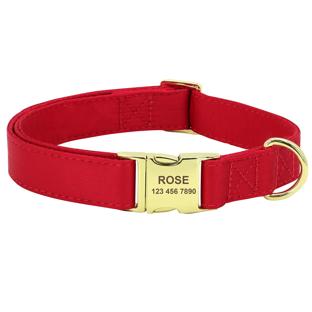 Personalized Dog Collar with Bowknot & Flower – Engraved Name Tag, Adjustable for Small, Medium & Large Dogs