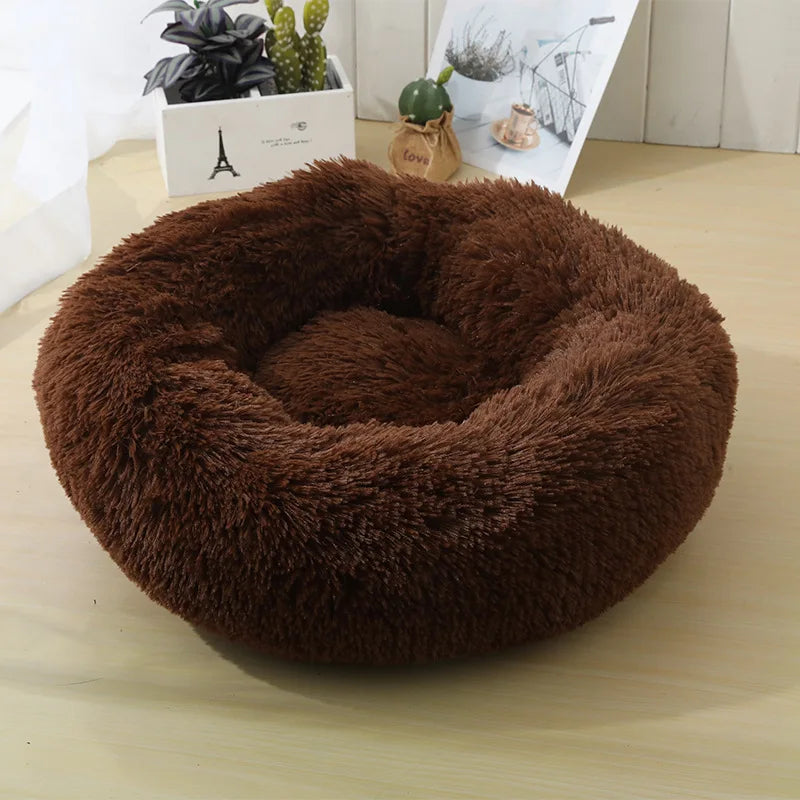 Plush Donut Pet Bed – Cozy Nest for Dogs & Cats