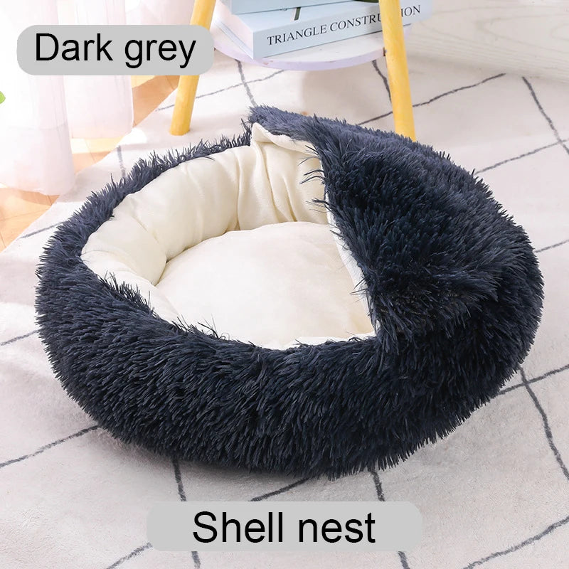 Round Plush Pet Bed for Cats & Dogs