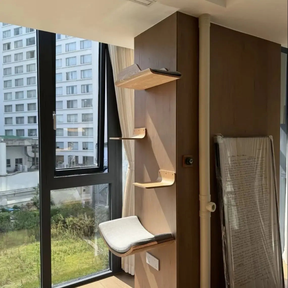 Full wall cat climbing set – modular shelves, ladders, and nests