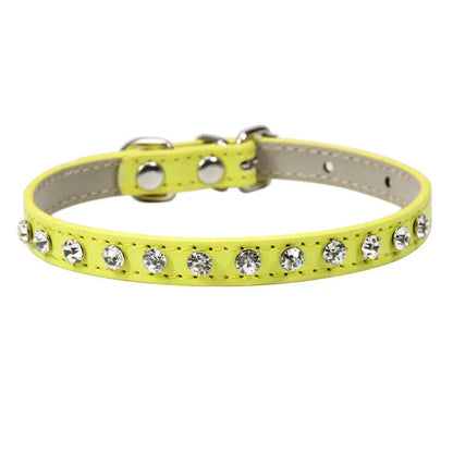Bling Rhinestone Pet Collar – Adjustable PU Leather Dog & Cat Collar
