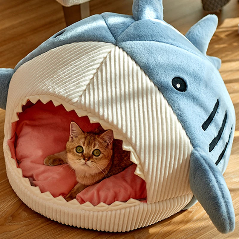 Portable foldable shark shape pet house for cats and puppies