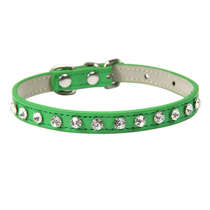 Bling Rhinestone Pet Collar – Adjustable PU Leather Dog & Cat Collar