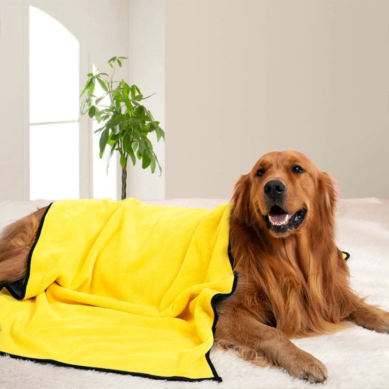 Yellow quick-dry pet towel for dogs and cats