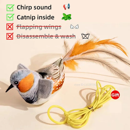 Rechargeable Cat Toy Bird – Flapping Wings, Chirping Sound & Catnip Pocket