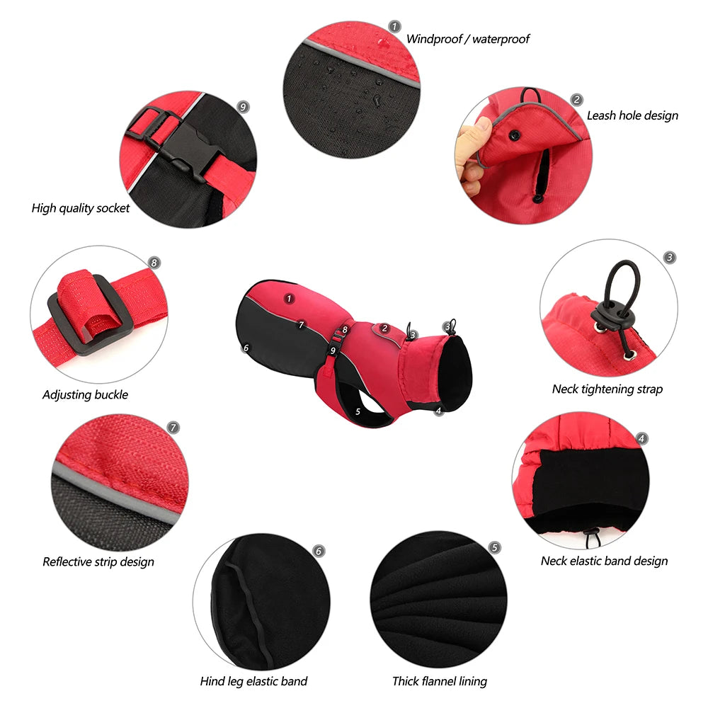 Waterproof Winter Dog Coat – Warm Jacket for Large Dogs