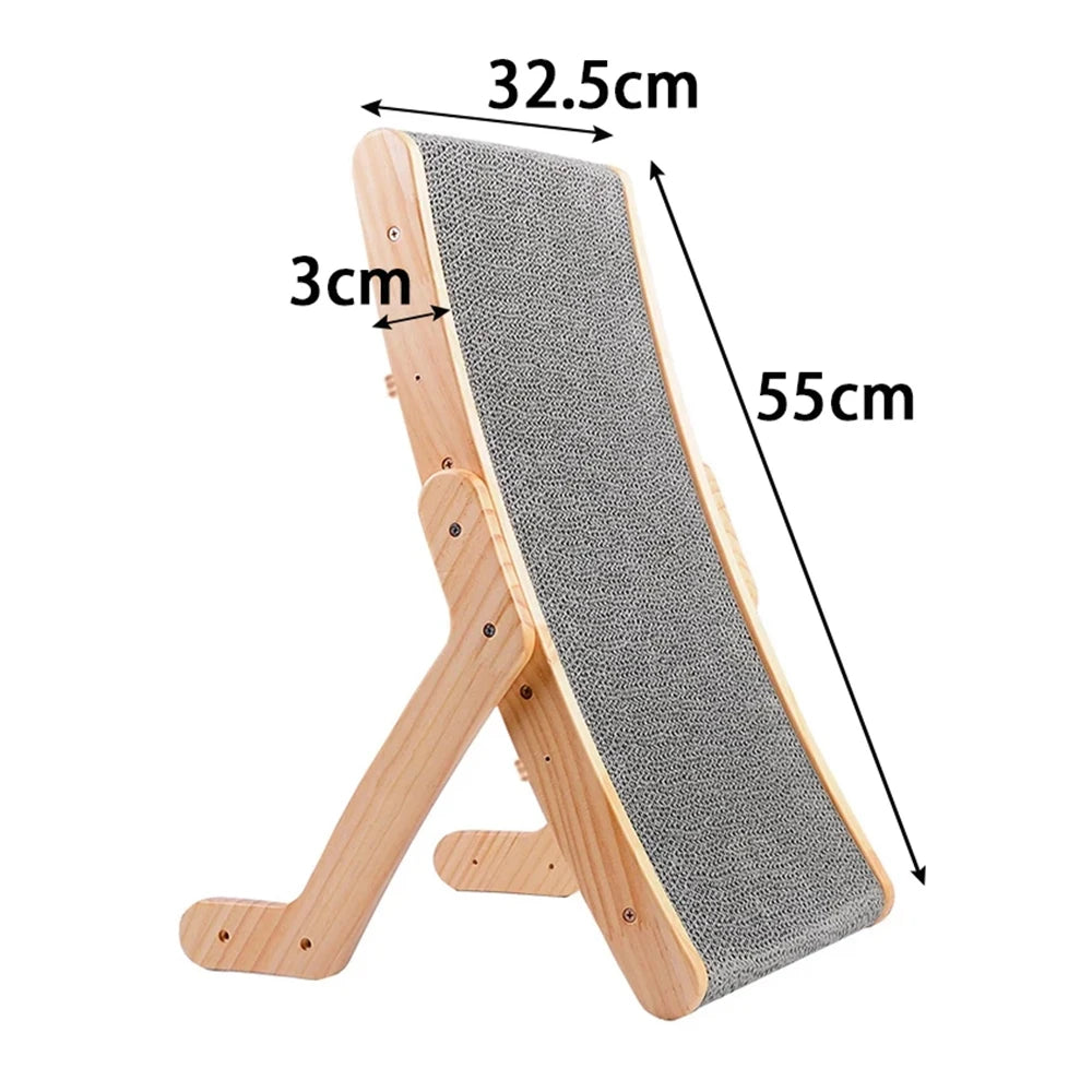 Sturdy wooden scratcher pad – multifunctional cat toy and bed