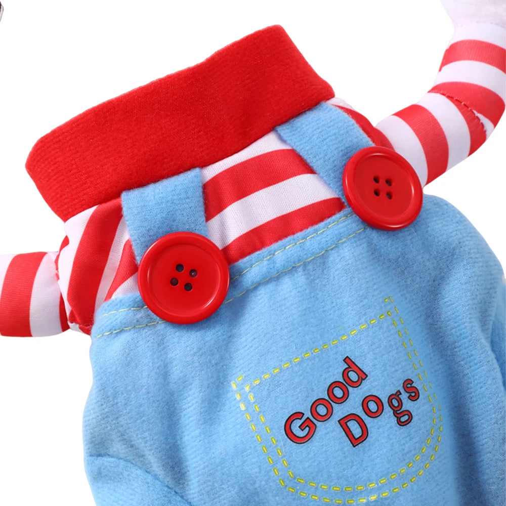 Bulldog wearing funny cosplay dog costume
