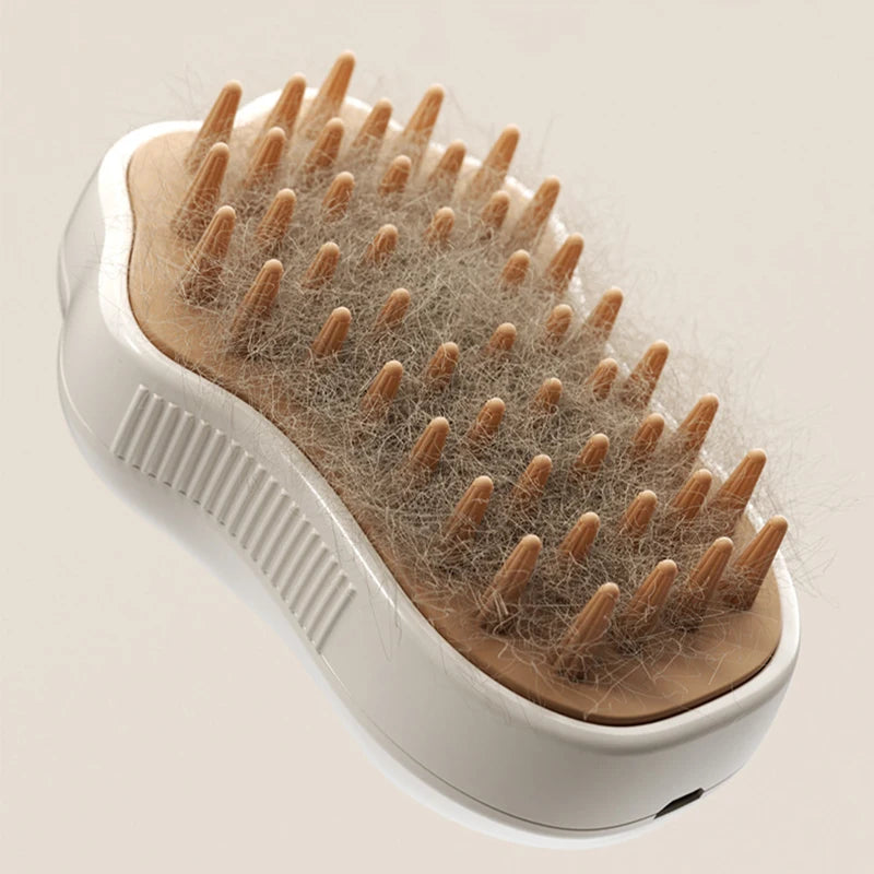 Pink and white multifunctional pet grooming brush