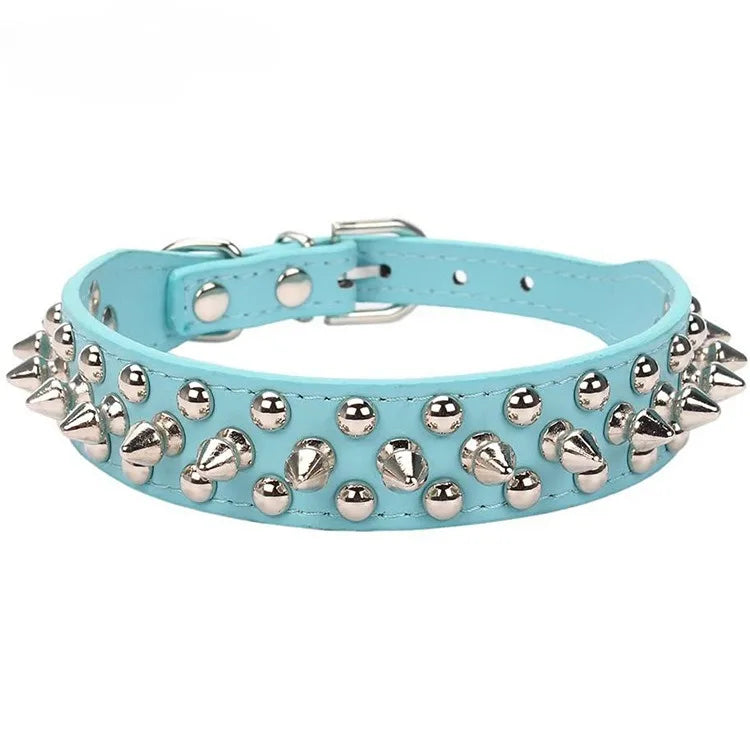 Adjustable PU Leather Dog Collar – Spiked Punk Style for Medium & Large Dogs