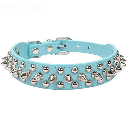 Adjustable PU Leather Dog Collar – Spiked Punk Style for Medium & Large Dogs
