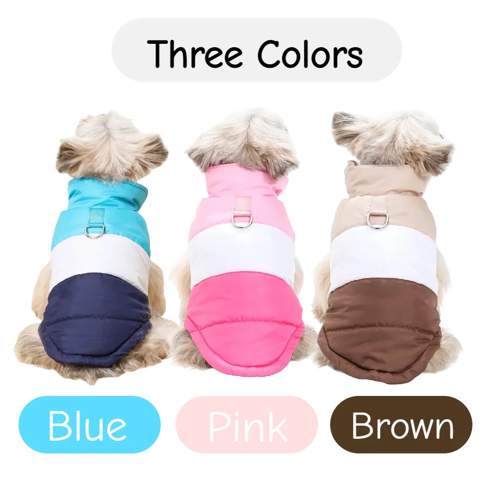 Waterproof dog jacket with D-ring – brown color