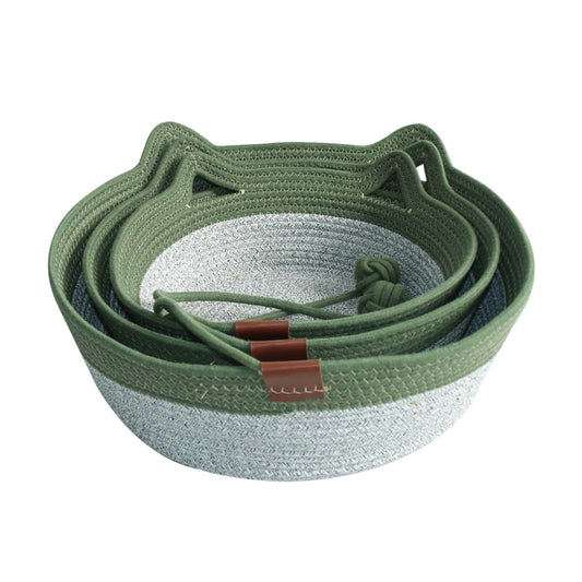 Purple cat-ear shaped cotton rope nest for kittens and cats