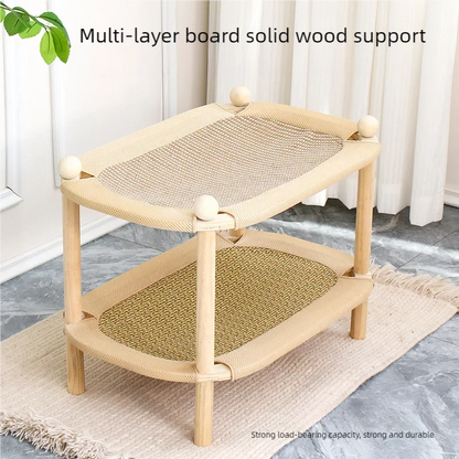 Double layer hammock cat bed – breathable scratch resistant mat for kittens and cats