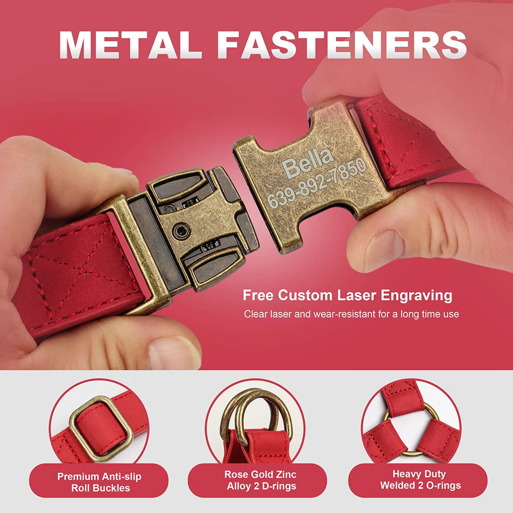 Brown personalized dog harness – durable PU leather with engraving