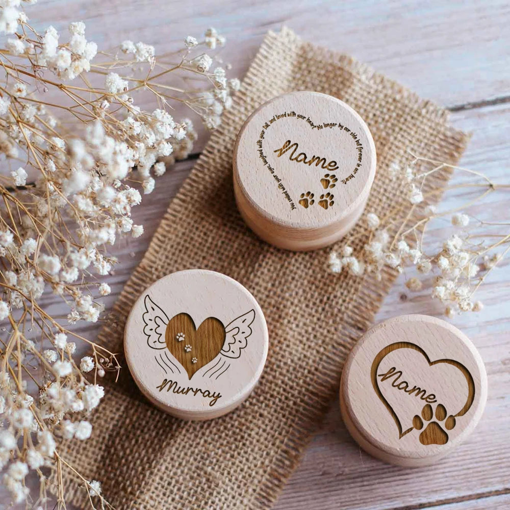 Personalized wooden pet memory box with engraving
