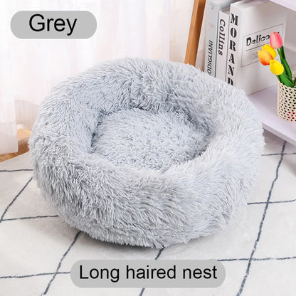 Round Plush Pet Bed for Cats & Dogs