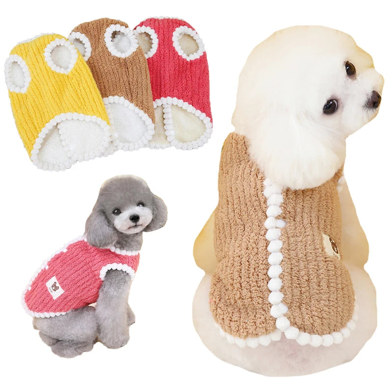 Yellow fleece dog vest – front view