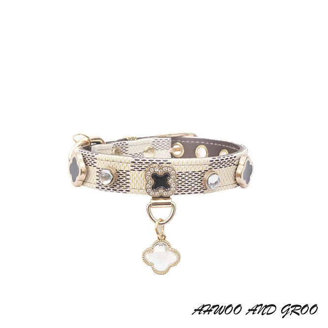 Luxury Pet Collar – Adjustable PU Leather with Lucky Charm