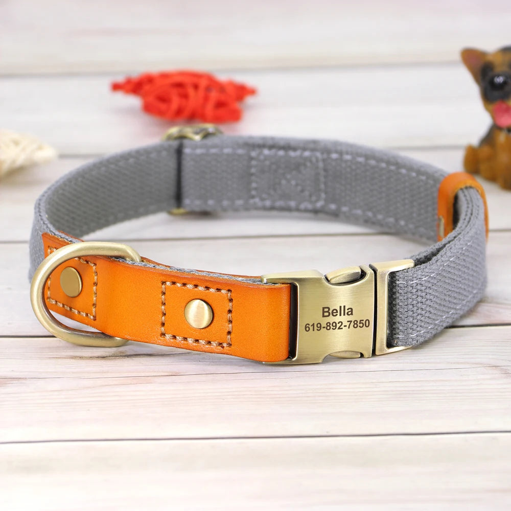Custom Nylon Dog Collar – Durable PU Leather with ID Tag