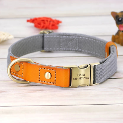 Custom Nylon Dog Collar – Durable PU Leather with ID Tag