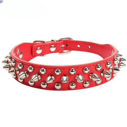 Adjustable PU Leather Dog Collar – Spiked Punk Style for Medium & Large Dogs