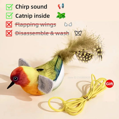 Rechargeable Cat Toy Bird – Flapping Wings, Chirping Sound & Catnip Pocket