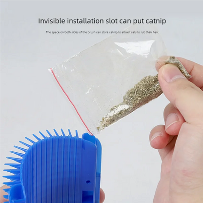 Gray self-groomer brush with catnip compartment