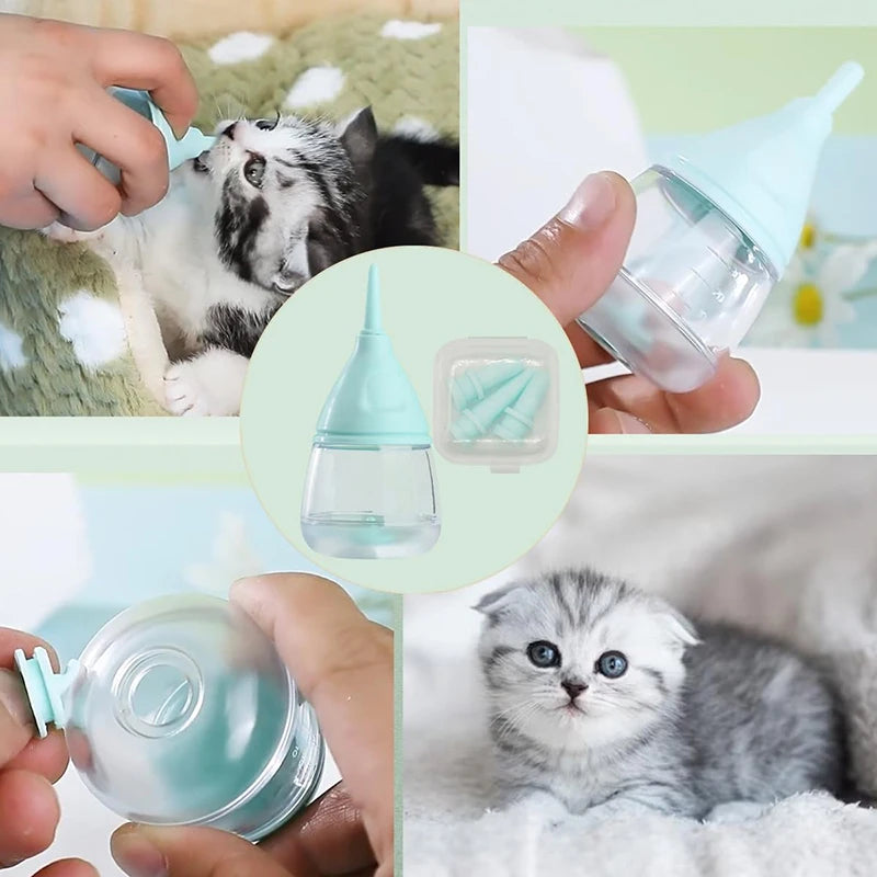 Anti-Choking Pet Nursing Bottle for Puppies & Kittens – Soft Silicone Feeding Tool with Scale Mark & Leakproof Cap