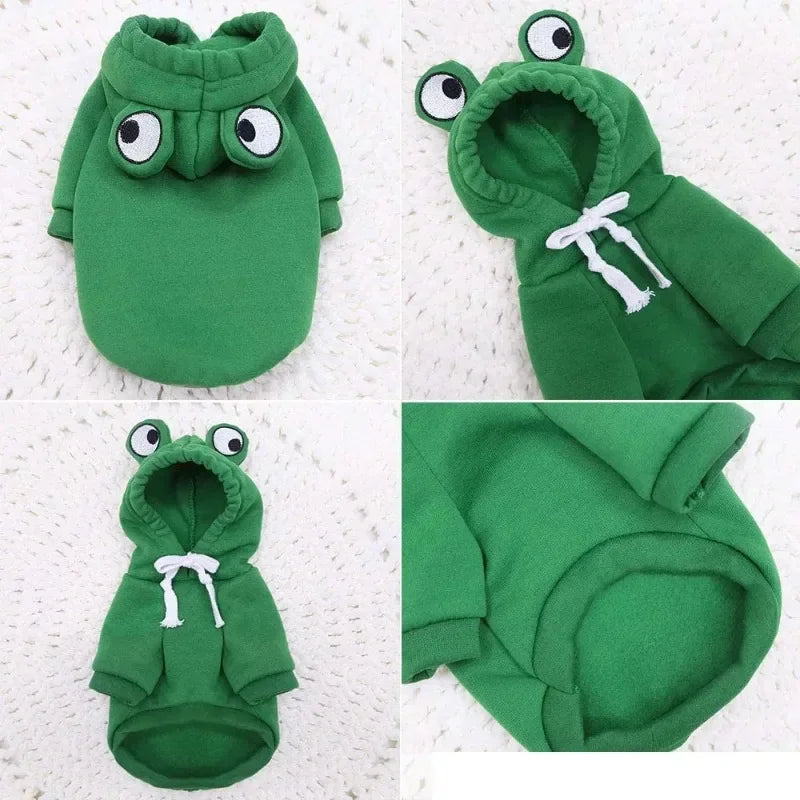 Multiple cosplay pet hoodies – frog, carrot, fruit
