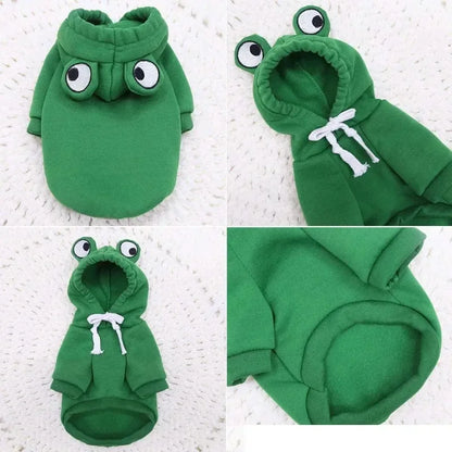 Multiple cosplay pet hoodies – frog, carrot, fruit