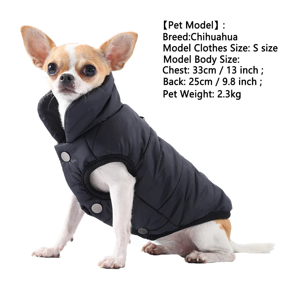 Size chart of warm padded dog jacket