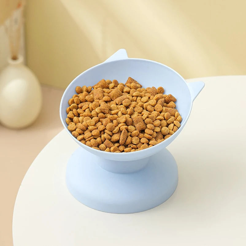 Pet food served in elevated non-slip feeding bowl