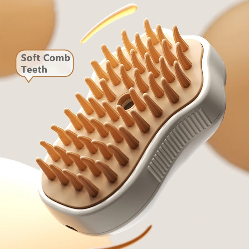 Pet hair removal brush with steam spray function