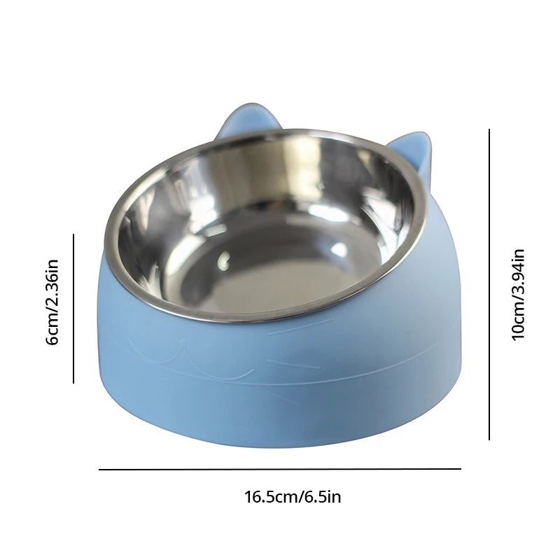 Stainless Steel Cat & Dog Bowl – Inclined, Spill-Proof Feeder