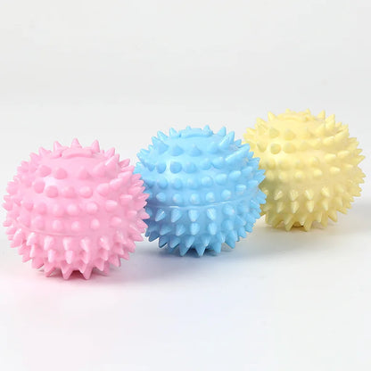 Dog Molar Chew Ball – Durable Spiky Rubber Ball for Pets, Tooth Cleaning Toy for Small & Large Dogs, Colorful Paw Design