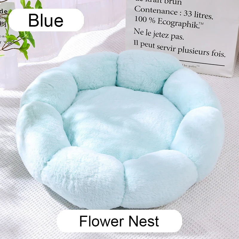 Round Plush Pet Bed for Cats & Dogs