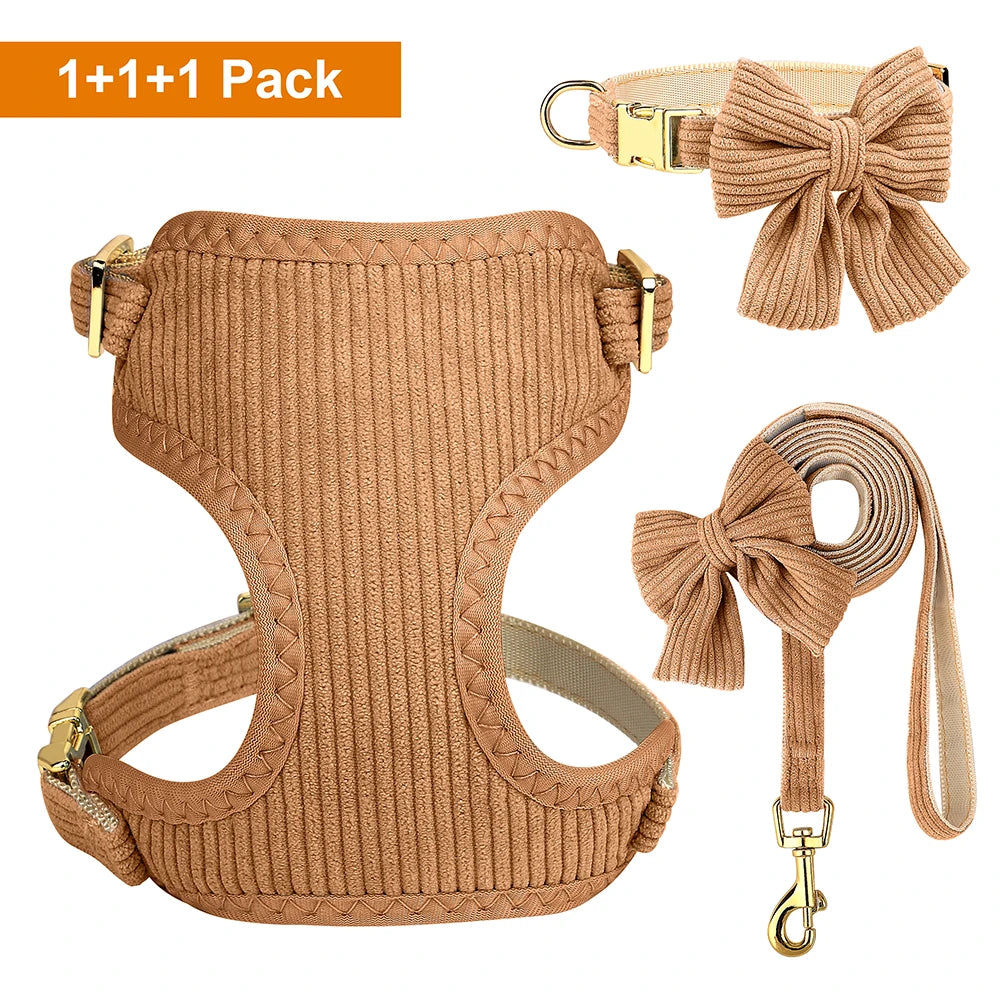 3PCS Dog Harness, Collar & Leash Set – Soft & Adjustable