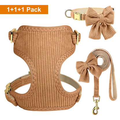 3PCS Dog Harness, Collar & Leash Set – Soft & Adjustable